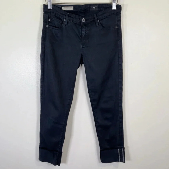 AG Adriano Goldschmied The Stevie Cuff Ankle  Straight Petite Dark Wash Jeans - Picture 2 of 13